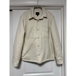 Truth By Republic, Men's Polyester Blend Button‎ Down Shacket, Off-White, Size M